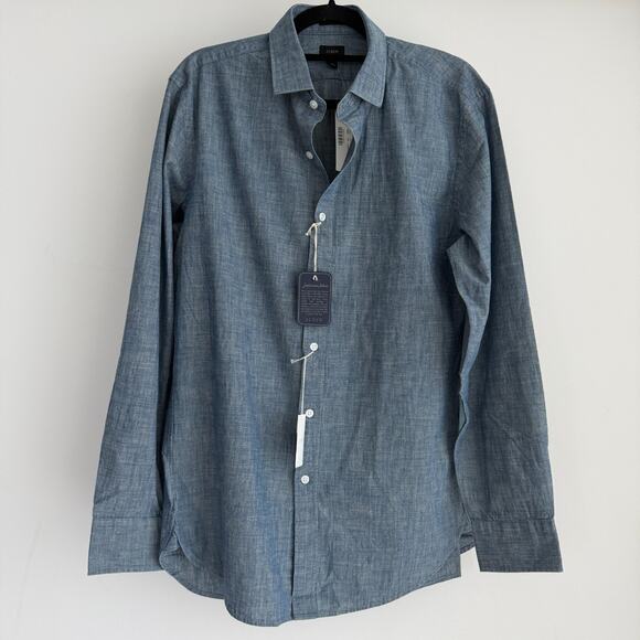 J. Crew Shirt Mens Large Blue Japanese Cotton Chambray Ludlow Button Front - Picture 1 of 11